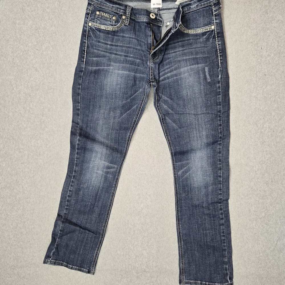 STETSON Women Jeans 16 REGULAR Blue Denim Embroidered Bootcut 30" Inseam